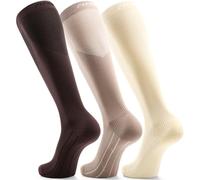 FITRELL 3 Pairs Compression Socks for Women and Men 20-30mmHg- Support Socks for Travel, Running, Nurse, Knee High Socks, Tan+Almond+Khaki S/M
