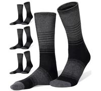 Fitrell 4 Pack Men's Merino Wool Hiking Socks Cushioned Warm Winter Thermal Crew Boot Socks, Black*4, X-Large