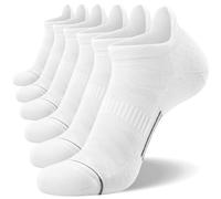 FITRELL 6 Pack Men's Ankle Running Socks Low Cut Cushioned Athletic Sports Socks, Shoe Size 12-15, White+Gray