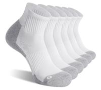 FITRELL 6 Pack Men's Athletic Ankle Socks Cushioned Sports Running Socks, Shoe Size 7-9, White/Grey