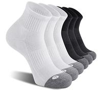 FITRELL 6 Pack Men's Athletic Ankle Socks Cushioned Sports Running Socks, Shoe Size 9-12, 3 White + 3 Black