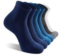 FITRELL 6 Pack Men's Athletic Ankle Socks Cushioned Sports Running Socks, Shoe Size 9-12, Blue Mixed