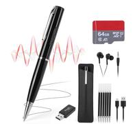 FitRepa 12 PCS Digital Voice Recorder Pen Portable Recording Device with Noise Reduction, Voice Activated Recorder with 64gb Tf Card Headphones Card Reader Pen Refills Pen Bag and USB Data Cable