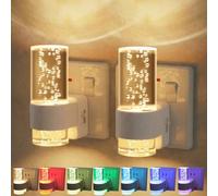 FitRepa 2 Pack LED Night Light Plug in Wall, 7 Color Changing & Dimmable, 0-100LM, Dusk to Dawn Sensor, Plug in Lights for Hallway, Bedroom, Kitchen, Stair