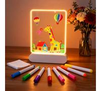 FitRepa LED Drawing Board, Rechargeable LED Note Board Acrylic Message Board with 7 Colors Pen & Stories Tracing Sheets, Magic Board Light Up for Kids School Cafe Home Office Christmas 22x15cm