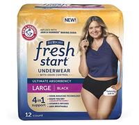 FitRight Fresh Start Urinary and Postpartum Incontinence Underwear for Women, Large, Black, Ultimate Absorbency, with The Odor-Control Power of ARM & Hammer Baking Soda (12 Count, Pack of 1)