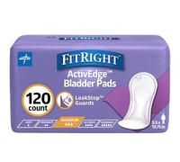 FitRight Incontinence Bladder Control Pads, Maximum Absorbency, 5.5" x 13.75", 10 Count (Pack of 12)