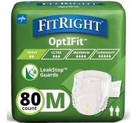 FitRight OptiFit Extra+ Adult Diapers with leak stop guards, Disposable Incontinence Briefs with Tabs, Moderate Absorbency, Medium, 32"-42", 20 Count (Pack of 4)
