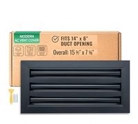Fits 14x6 Duct Opening | Modern AC Vent Cover | Aluminum Linear Slot Diffuser | Decorative Vent Cover | Supply Grille for Ceiling, Sidewall and Floors | Black | Outer Dimensions: 15 5/7" X 7 5/6"