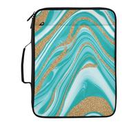 Fits 500 Sheets 3-Ring Notebook Case with 7-Pocket Expandable Filing Layer Abstract Marble Aqua Blue Filing Folder Organizer with Elastic Pen Loops Organizer