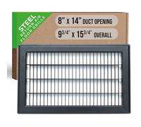 Fits 8x14 and 14x8 Duct Opening | Return Air Floor Grille by Handua | Walkable Vent Cover Grill for Floor | Black | Heavy Duty Fixed Blades | Outer Dimensions: 9.75"W X 17.75"H