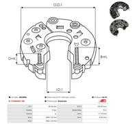 Fits AS ROZRUSZNIKI I ALTERNATORY ARC0065 BRAND NEW AS-PL ALTERNATOR RECTIFIER