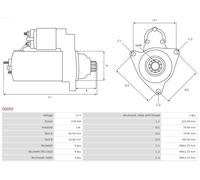 ✅Fits AS ROZRUSZNIKI I ALTERNATORY S0050 STARTER AUDI VW 12V/0.95KW ⭐UK Seller⭐