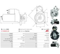 Starter motor Clockwise rotation S0550 AS-PL for CITROËN PEUGEOT FIAT SUZUKI DS