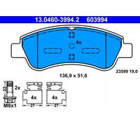 Fits ATE 13.0460-3994.2 Brake Pad Set, disc brake 13.0460-3994.2 Brake pads set