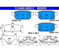 ATE 13.0460-5655.2 Brake pad set