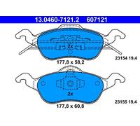 ATE Front Brake Pads Set 13.0460-7121.2 for Ford FOCUS (98AB-2K021-AD, 1682498)