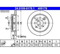 Fits ATE 24.0109-0178.1 Brake Disc DE Stock