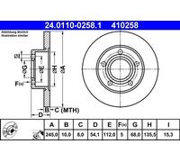 ✅Fits ATE 24.0110-0258.1 brake disc AUDI T. A6 1,8-3,0 QUATTRO 97-0 ⭐UK Seller⭐