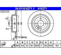 X2 PCS REAR BRAKE DISC PAIR L&R 24.0110-0271.1 ATE I