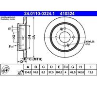 Fits ATE 24.0110-0324.1 Brake Disc UK Stock