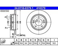 ATE Brake disc 24.0110-0379.1 262,0 10,0 5 114,3 solid Coated Alloyed/High-carbon KIA: cee‘d II Hatchback, cee‘d II Sportswagon