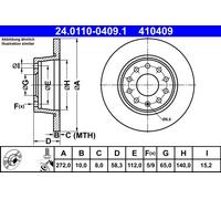 ATE Brake Disc 24.0110-0409.1 – Solid, Fits SEAT AUDI SKODA VW CUPRA