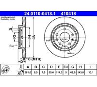 ATE Brake Disc 24.0110-0418.1 – Solid – Fits Mazda CX-3
