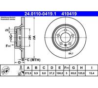 ATE Brake Disc 24.0110-0419.1 – Solid Rear – Fits VW & Audi (Audi A1 2020-2022)