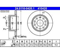 ATE Brake disc solid 24.0110-0420.1 Brake rotor,Brake discs SKODA,Octavia III Combi (5E5),Octavia III Schrägheck (5E3, NL3, NR3)