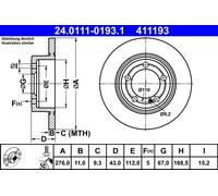 ATE 24.0111-0193.1 Brake disc