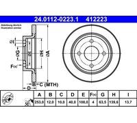Genuine ATE Brake Disc For Ford FIESTA 18- H1BC-2A315-AB