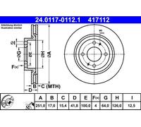 1X Brake disc ATE 24.0117-0112.1 for MIRAGE VI Saloon (A1_A) 1.2 2013-