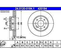 Fits ATE 24.0120-0184.1 Brake disc 1 pc. 24.0120-0184.1 Brake disc fr ⭐UK Stock⭐