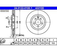 ATE Brake Disc 24.0122-0100.1 Vented for VW/SEAT 2x