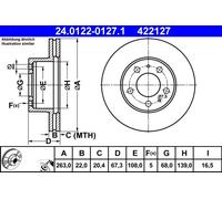 ATE Brake Disc 24.0122-0127.1 Vented - Fits Volvo 240/260 Estate