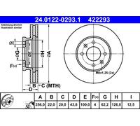 ATE Brake disc 24.0122-0293.1 256,0 22,0 4 100,0 Vented Coated High-carbon HYUNDAI: i20 II Hatchback, i20 II Coupe, KIA: Rio 4