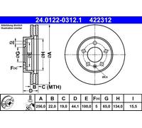 X2 PCS FRONT BRAKE DISC PAIR L&R 24.0122-0312.1 ATE I