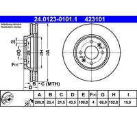 Fits ATE 24.0123-0101.1 Brake disc 1 pc. 24.0123-0101.1 Brake disc front L/R fi