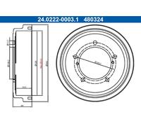 ATE 24.0222-0003.1 Brake drum