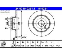 Fits ATE 24.0310-0251.1 brake disc OPEL T. ASTRA G/H 1.2-2.0/1.3-1.9 CDTI 98- PO