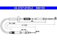 Cable Pull, parking brake ATE 24.3727-0155.2 for AUDI A4 B5 (8D2) 1.9 1995-2000