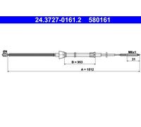 ATE 24.3727-0161.2 Handbrake cable
