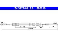 Handbrake cable 24.3727-0219.2 ATE for BMW 7