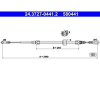 Cable Pull, parking brake ATE 24.3727-0441.2 for LT 28-46 II Van 2.5 1996-1999