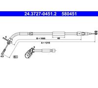 CABLE PULL PARKING BRAKE 24.3727-0451.2 FOR MERCEDES-BENZ M266.960/980 2.0L 4cyl