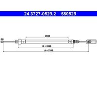 Handbrake cable 24.3727-0529.2 ATE for PEUGEOT FIAT CITROËN