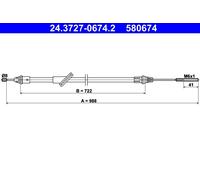 ATE 24.3727-0674.2 Hand brake cable