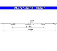 ATE 24.3727-0687.2 Hand brake cable