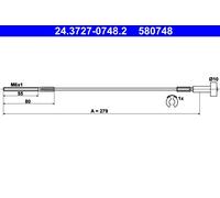 ATE 24.3727-0748.2 Cable, parking brake for CHEVROLET,OPEL,VAUXHALL